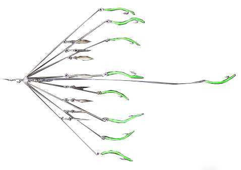 9ers Tube And Worm Rig Spinner Lures