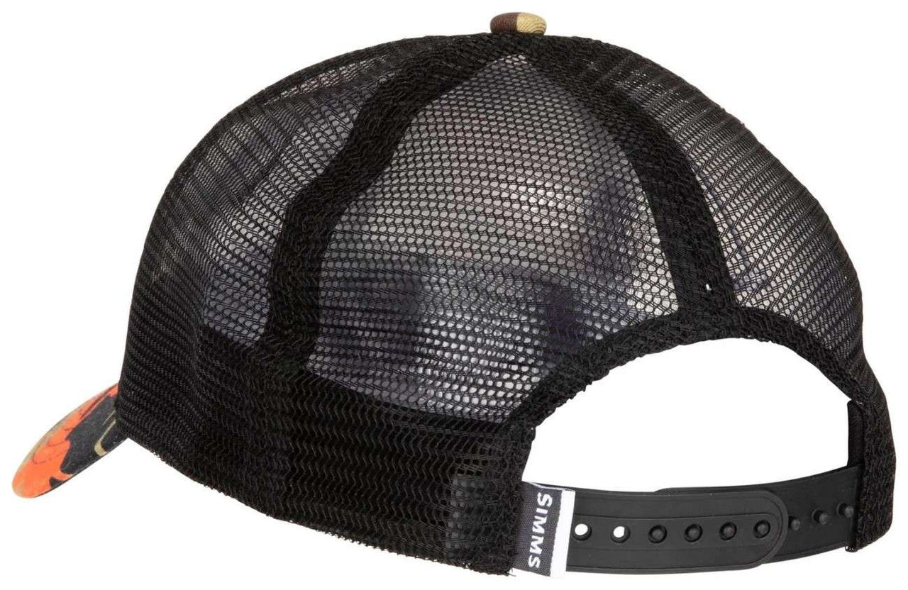 Simms Bass Patch Trucker - Woodland Camo Flame