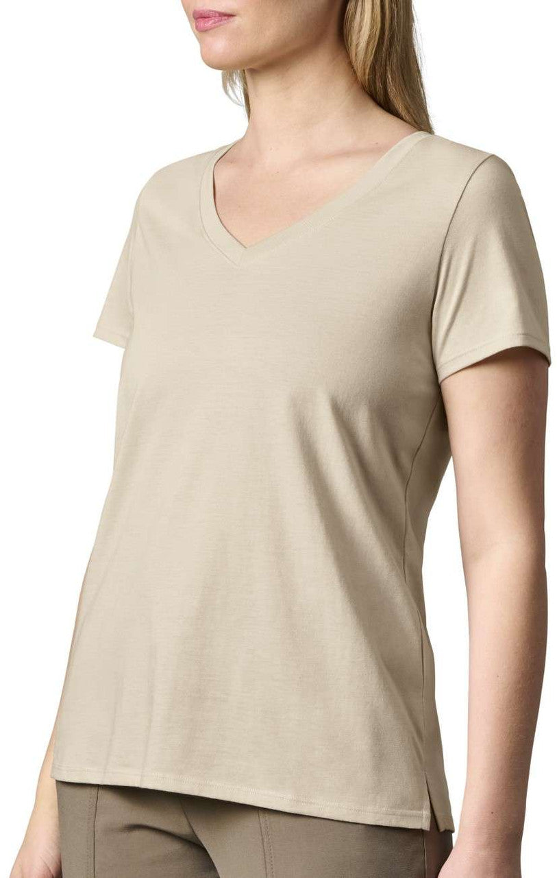 Yeti Womens Turkey Feather Short Sleeve V-Neck - Sand - Medium