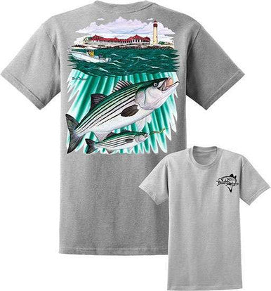  David Dunleavy DDM8017 Striper/Lighthouse Tee Athletic Heather