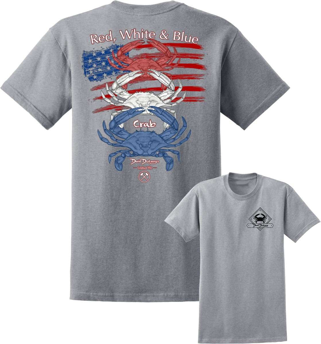  David Dunleavy Red White And Blue Crab T-Shirt