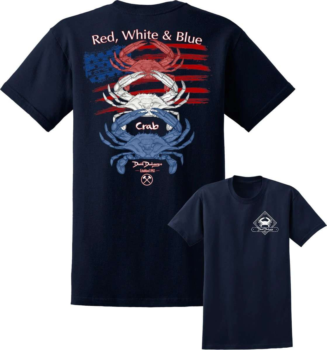  David Dunleavy Red White And Blue Crab T-Shirt