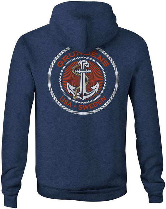 Grundens Displacement DWR Hoodie - Heather Navy