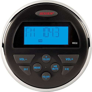  Jensen MS30 AM/FM/USB Compact Waterproof Stereo - Blue Backlight