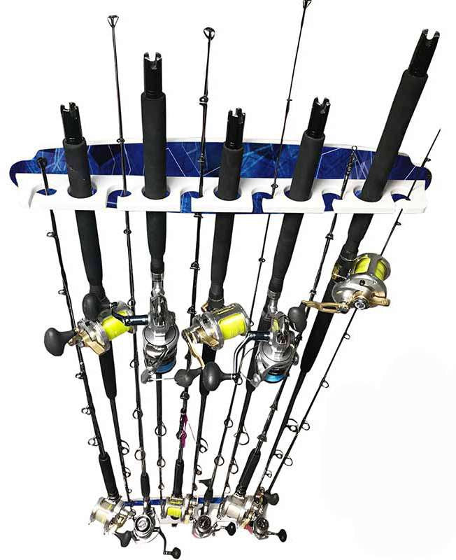  Reel Salty Waterproof 11 Fishing Rod Wall/Ceiling Rack - Deep Blue