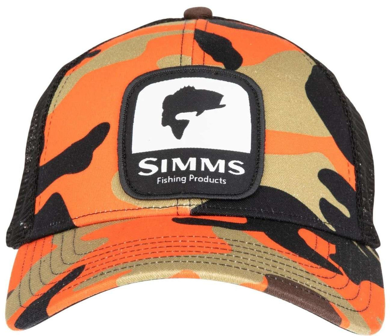  Simms Bass Patch Trucker - Woodland Camo Flame