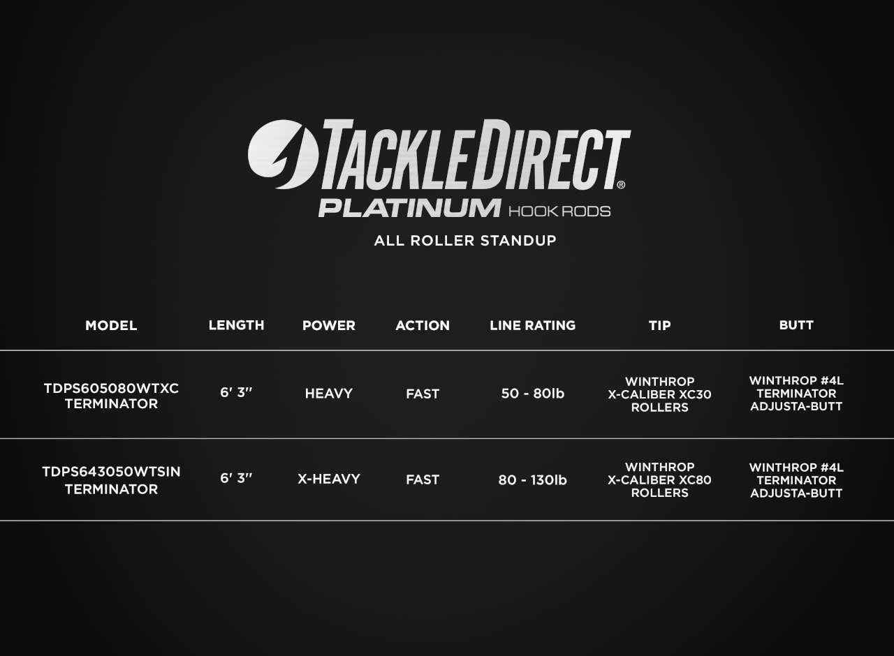  TackleDirect TDPS6080130WTXC-Terminator Platinum Hook AR Standup Rod
