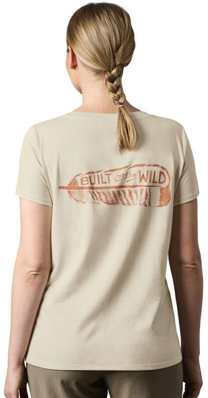  Yeti Womens Turkey Feather Short Sleeve V-Neck - Sand - Medium